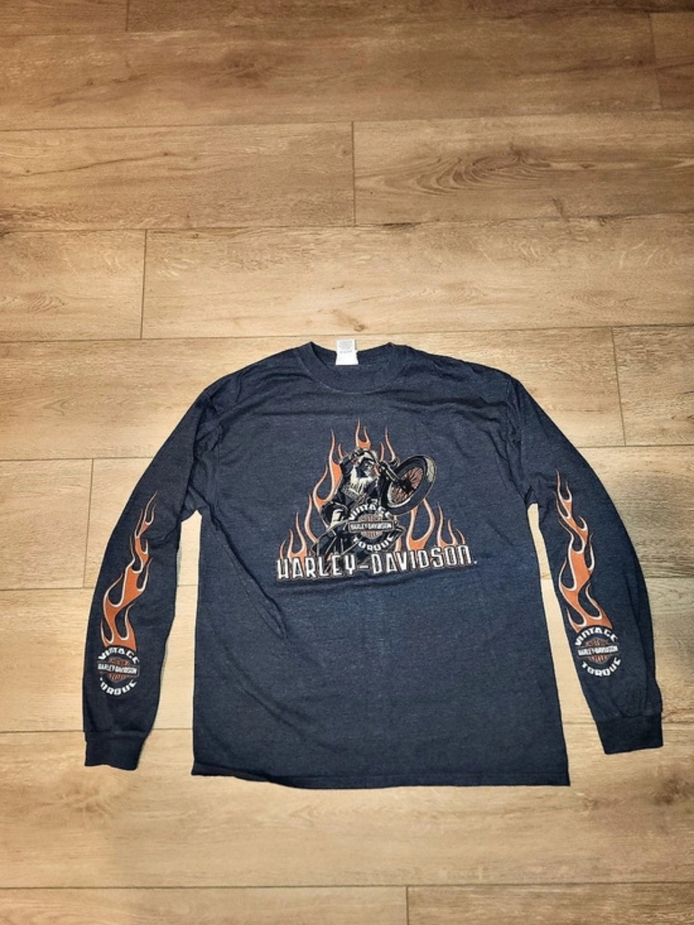 Vintage Y2K Harley Davidson Grey Flame Graphic T-shirt Men's Size Xtra Large